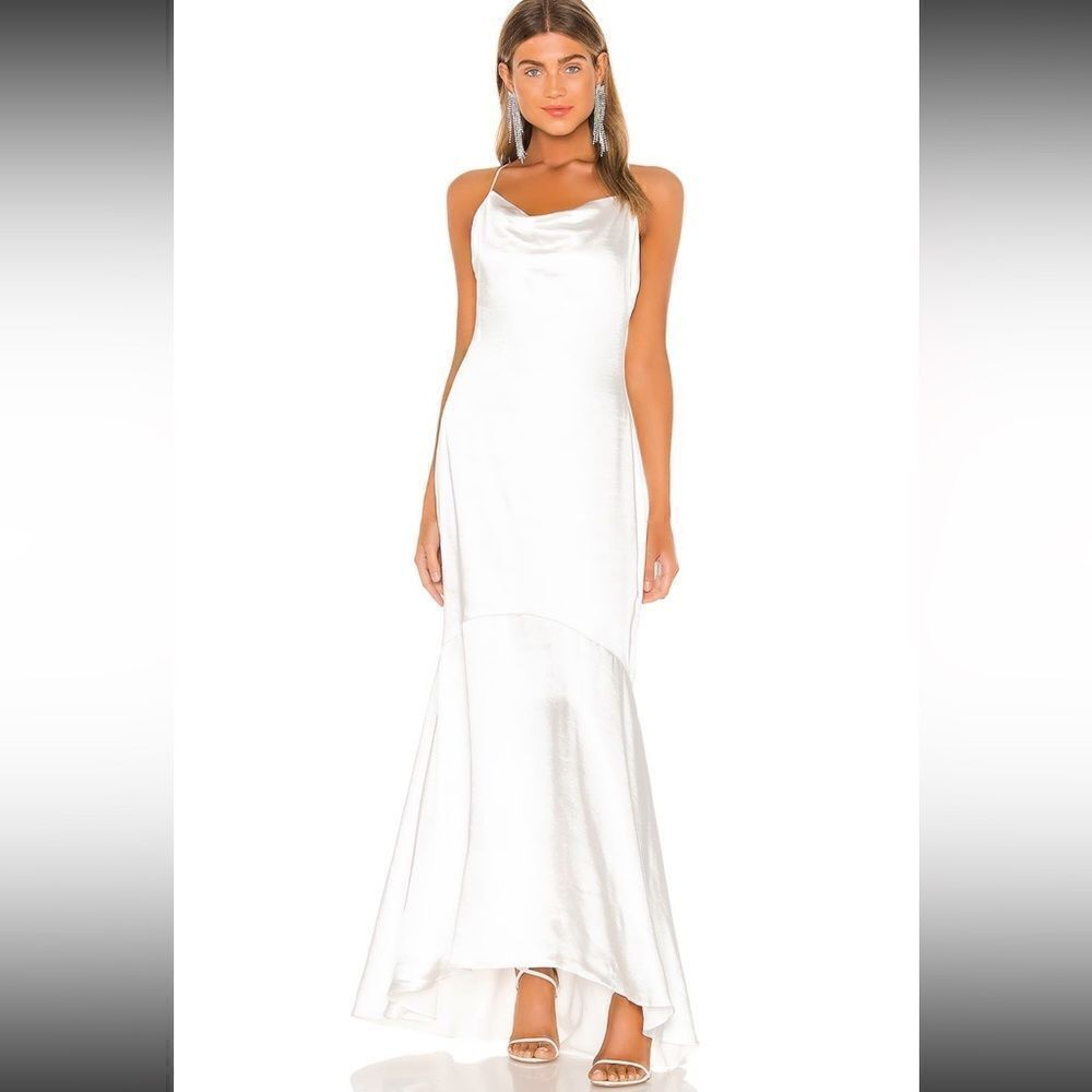 NWT ELLIATT Aisle Dress Satin White Maxi XS